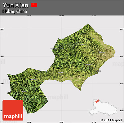 Satellite Map of Yun Xian, cropped outside