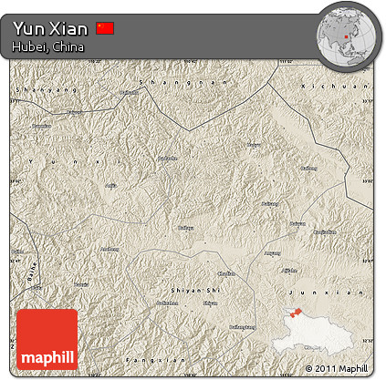 Shaded Relief Map of Yun Xian
