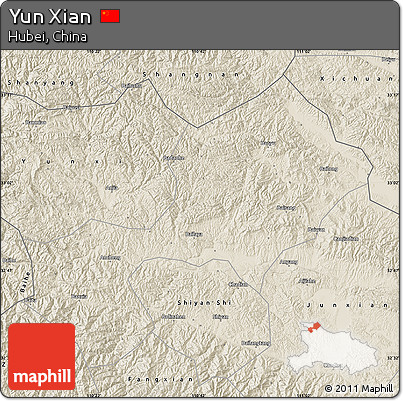 Shaded Relief Map of Yun Xian