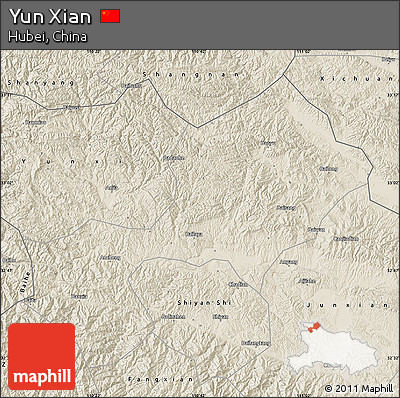 Shaded Relief Map of Yun Xian