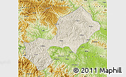 Shaded Relief Map of Yun Xian, physical outside