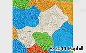 Shaded Relief Map of Yun Xian, political outside