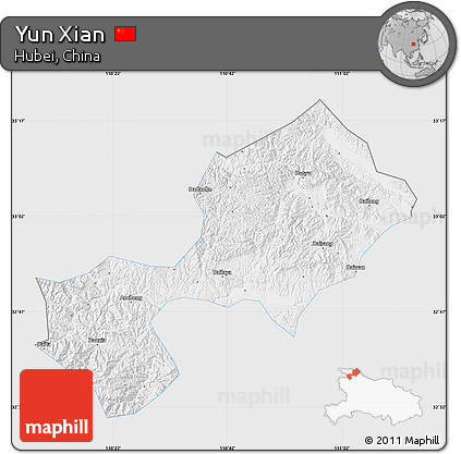 Silver Style Map of Yun Xian, single color outside