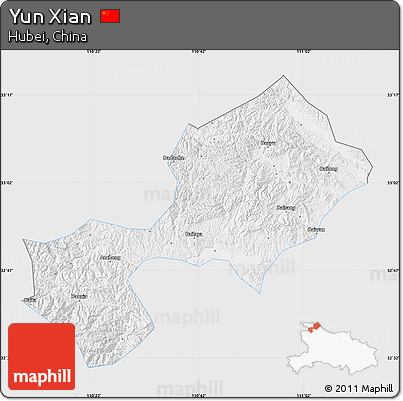 Silver Style Map of Yun Xian, single color outside