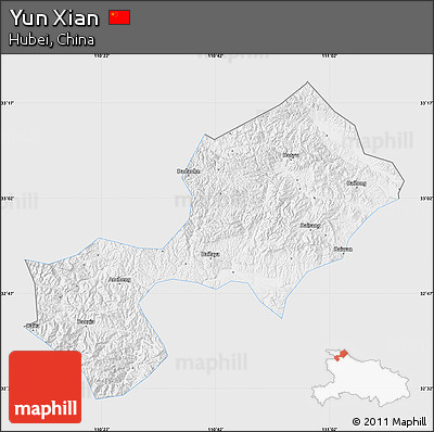 Silver Style Map of Yun Xian, single color outside