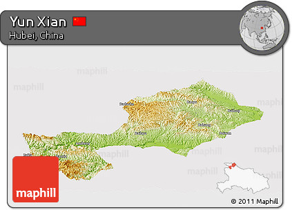 Physical Panoramic Map of Yun Xian, cropped outside
