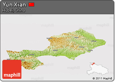 Physical Panoramic Map of Yun Xian, cropped outside