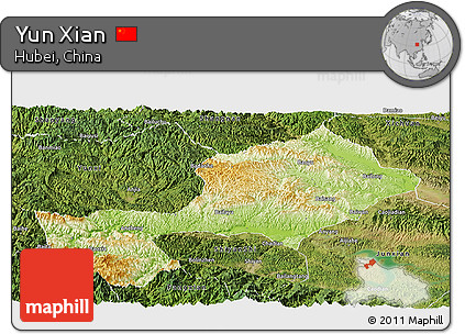 Physical Panoramic Map of Yun Xian, satellite outside