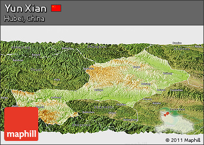 Physical Panoramic Map of Yun Xian, satellite outside
