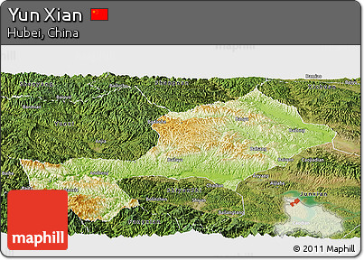 Physical Panoramic Map of Yun Xian, satellite outside