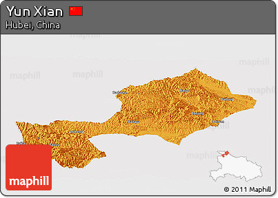 Political Panoramic Map of Yun Xian, cropped outside