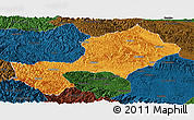 Political Panoramic Map of Yun Xian, darken