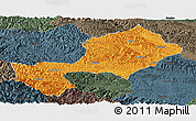 Political Panoramic Map of Yun Xian, darken, semi-desaturated
