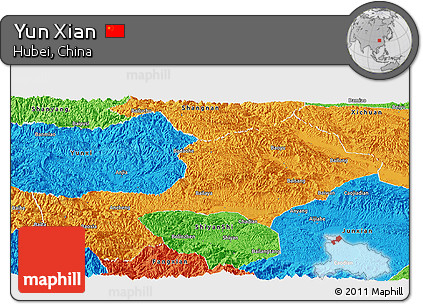 Political Panoramic Map of Yun Xian