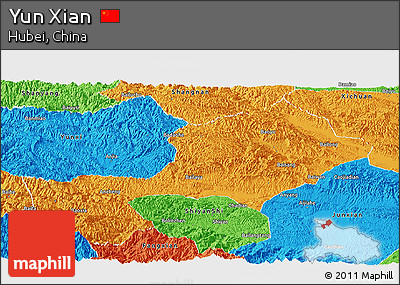 Political Panoramic Map of Yun Xian