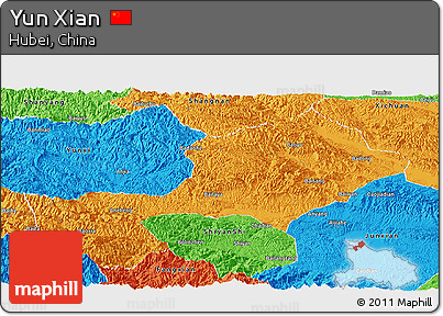Political Panoramic Map of Yun Xian