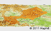 Political Panoramic Map of Yun Xian, physical outside