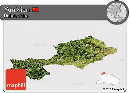 Satellite Panoramic Map of Yun Xian, cropped outside