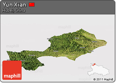 Satellite Panoramic Map of Yun Xian, cropped outside