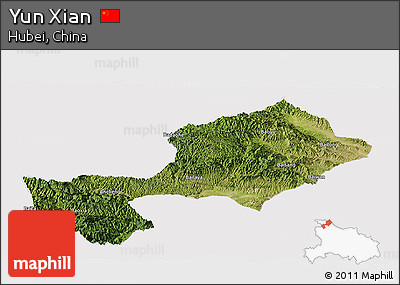 Satellite Panoramic Map of Yun Xian, cropped outside