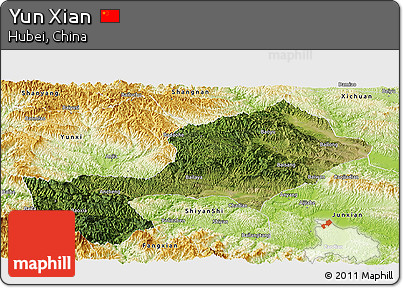 Satellite Panoramic Map of Yun Xian, physical outside