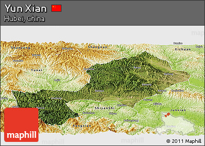 Satellite Panoramic Map of Yun Xian, physical outside
