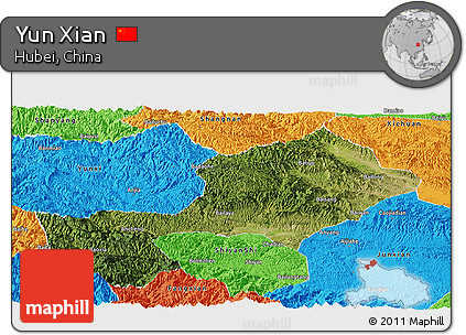 Satellite Panoramic Map of Yun Xian, political outside