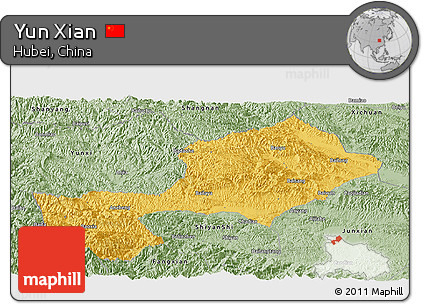 Savanna Style Panoramic Map of Yun Xian