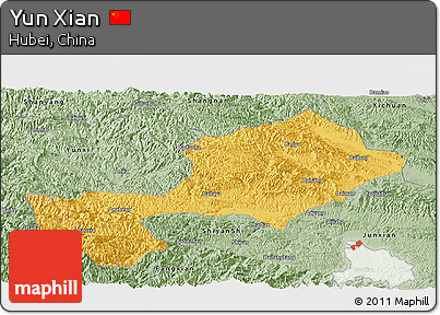 Savanna Style Panoramic Map of Yun Xian