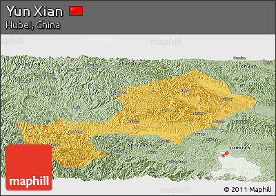 Savanna Style Panoramic Map of Yun Xian