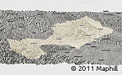 Shaded Relief Panoramic Map of Yun Xian, darken, semi-desaturated
