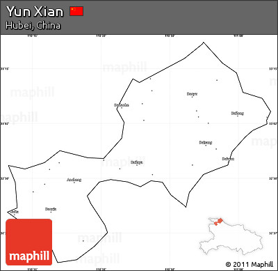 Blank Simple Map of Yun Xian, cropped outside