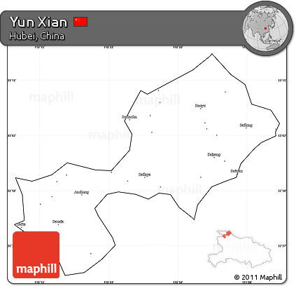 Blank Simple Map of Yun Xian, cropped outside