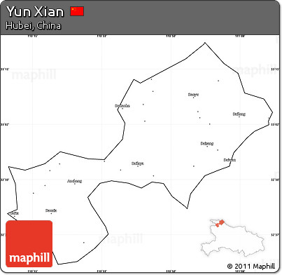 Blank Simple Map of Yun Xian, cropped outside