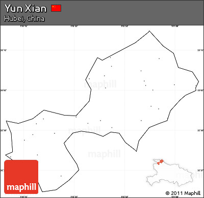 Blank Simple Map of Yun Xian, cropped outside, no labels