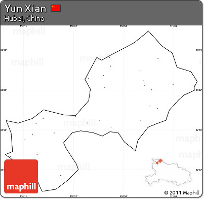 Blank Simple Map of Yun Xian, cropped outside, no labels