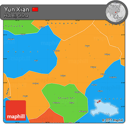 Political Simple Map of Yun Xian