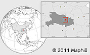 Blank Location Map of Yunmeng, highlighted country, highlighted parent region