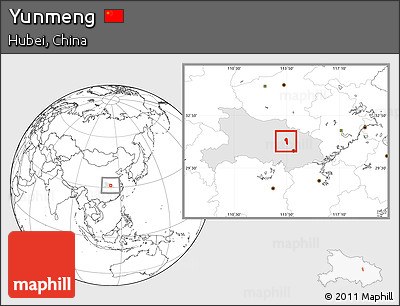 Blank Location Map of Yunmeng, highlighted parent region
