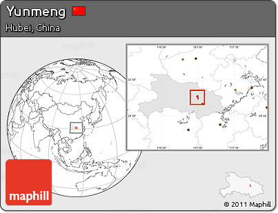 Blank Location Map of Yunmeng, highlighted parent region