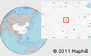 Gray Location Map of Yunmeng, highlighted country