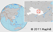 Gray Location Map of Yunmeng, highlighted parent region
