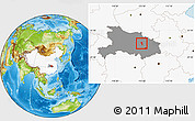 Physical Location Map of Yunmeng, highlighted country, highlighted parent region