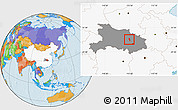 Political Location Map of Yunmeng, highlighted country, highlighted parent region