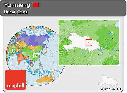 Political Location Map of Yunmeng, highlighted parent region