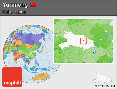 Political Location Map of Yunmeng, highlighted parent region