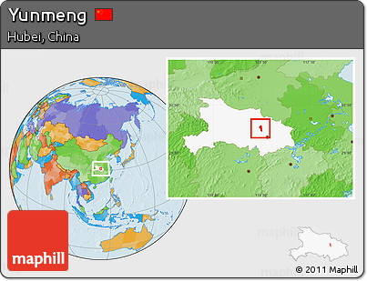 Political Location Map of Yunmeng, highlighted parent region
