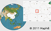 Satellite Location Map of Yunmeng, highlighted country