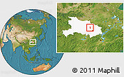 Satellite Location Map of Yunmeng, highlighted parent region