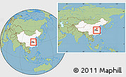 Savanna Style Location Map of Yunmeng, highlighted country, highlighted parent region, within the entire country